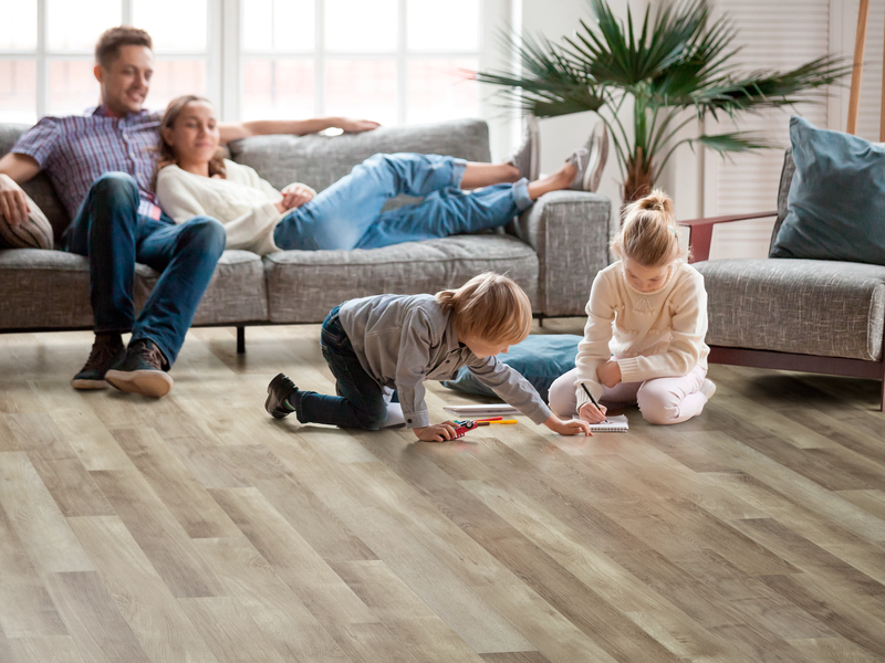 Family on laminate floor